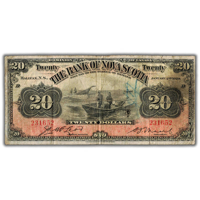 $20 1929 Bank of Nova Scotia Canada Chartered Note CH #550-28-22 - Fine (writing)
