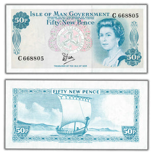 SOLD Isle of Man ND (1979) 50 New Pence Note P #33 - UNC