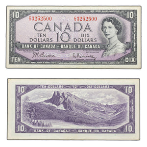 SOLD $10 1954 Bank of Canada Note Beattie-Rasminsky C/V Prefix BC-40b - EF
