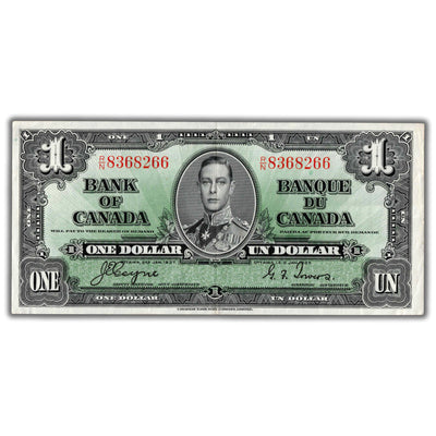$1 1937 Bank of Canada Note Coyne-Towers R/N Prefix BC-21d - EF/AU