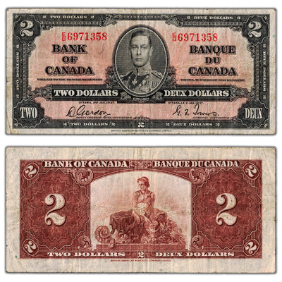 $2 1937 Bank of Canada Note Gordon-Towers E/B Prefix BC-22b - Fine