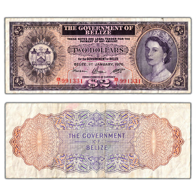 SOLD Belize 1976 $2 Two Dollars Note P #34c