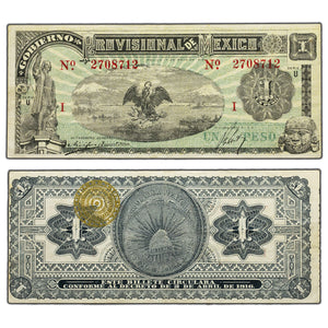 SOLD Mexico Gobierno Provisional 1916 1 One Peso Note - VF/EF