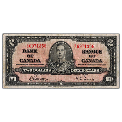 $2 1937 Bank of Canada Note Gordon-Towers E/B Prefix BC-22b - Fine
