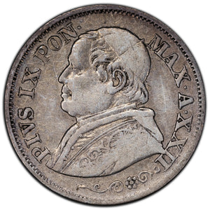 SOLD Italy Papal States 1867 10 Ten Soldi silver Coin
