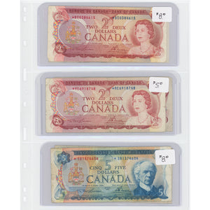 SOLD $2-5 1972-74 Bank of Canada Notes Replacements - Lot of 6 - Retail $49.5