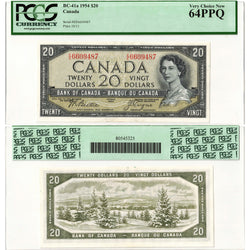 $20 1954 Bank of Canada Note Beattie-Coyne E/E Prefix BC-41a - PCGS Ch UNC-64 PPQ