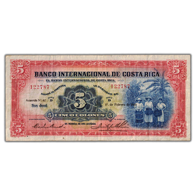 SOLD Costa Rica 1934 5 Five Colones Note P #180a - Popular Issue!