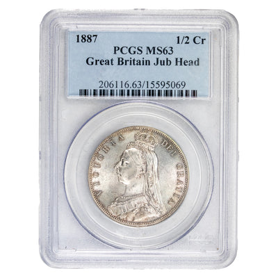 Great Britain 1887 Half Crown Silver Coin - PCGS MS-63