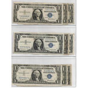 SOLD Lot of 9 United States 1957 $1 Silver Certificate Notes - All Circulated Grades