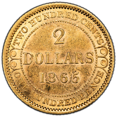 SOLD Newfoundland 1865 $2 Two Dollars Gold Coin - Nice Detail (scratch)