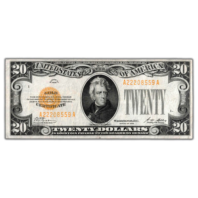 SOLD United States 1928 $20 Twenty Dollars Gold Certificate Note Fr. 2402