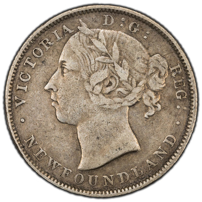 Newfoundland 1890 20 Cents Silver Coin - F/VF