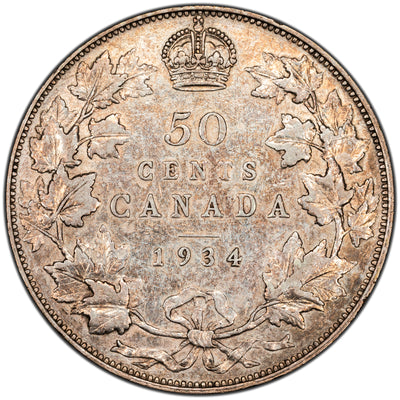 SOLD Canada 1934 50 Cents Half Dollar Silver Coin - VF+