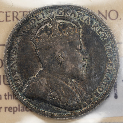 Canada 1910 25 Cents Quarter Silver Coin - ICCS EF-40