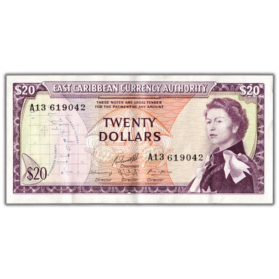 SOLD East Caribbean States 1965 $20 Note Signature #10 P #15g