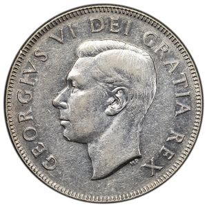 SOLD Canada 1948 50 Cents Half Dollar Silver Coin - Key Date - VF (cleaned)