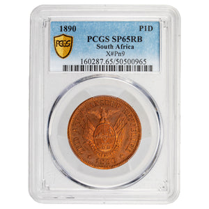 South Africa Pattern 1890 1d Penny Coin X #Pn9 - PCGS Specimen SP-65 RB