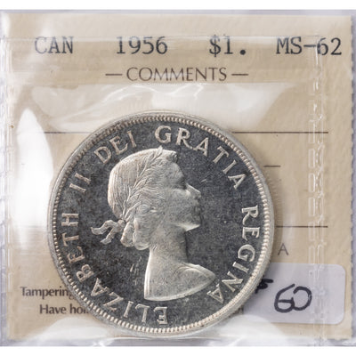 SOLD Canada 1956 $1 Silver Dollar Coin - ICCS MS-62