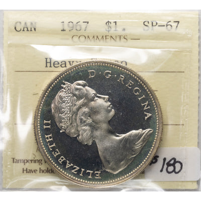SOLD Canada 1967 $1 Silver Dollar Coin - ICCS Specimen SP-67 Heavy Cameo