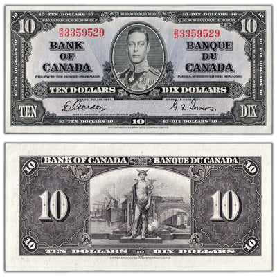 $10 1937 Bank of Canada Note Gordon-Towers R/D Prefix BC-24b - Choice UNC