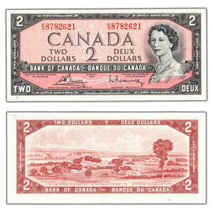 SOLD $2 1954 Bank of Canada Note Bouey-Rasminsky K/G Prefix BC-38c - UNC