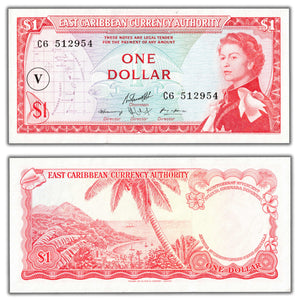 SOLD East Caribbean States ND (1965) $1 One Dollar Note P #13o St. Vincent - UNC