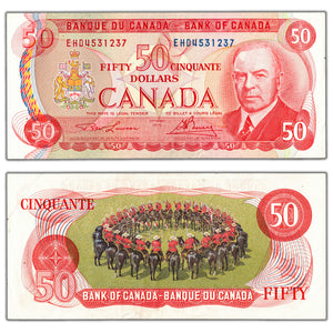 SOLD $50 1975 Bank of Canada Note Lawson-Bouey EHD Prefix BC-51a-i - EF