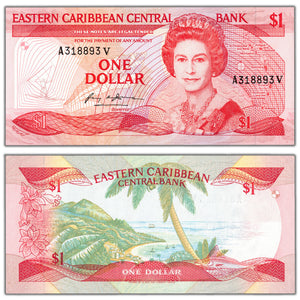East Caribbean States ND (1985-88) $1 One Dollar Note P #17v - Choice UNC
