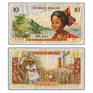SOLD French Antilles ND (1964) 10 Ten Nouveau Francs P #8a - Small Tear