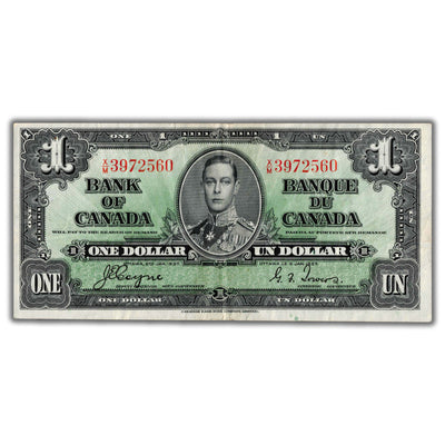 $1 1937 Bank of Canada Note Coyne-Towers X/M Prefix BC-21d - VF+