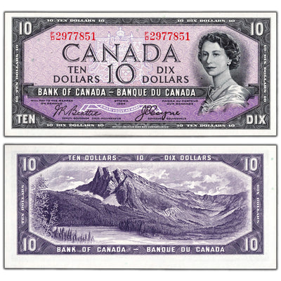 SOLD $10 1954 Bank of Canada Note Devil Face F/D Prefix BC-32b - Choice UNC