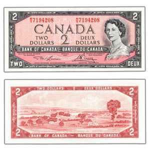 SOLD $2 1954 Bank of Canada Note Lawson-Bouey M/G Prefix BC-38d - Ch UNC