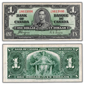 SOLD $1 1937 Bank of Canada Note Coyne-Towers C/N Prefix BC-21d - VF/EF