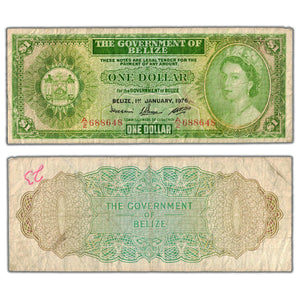 SOLD Belize 1976 $1 One Dollar Note P #33c - Ink on Back