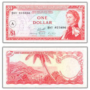 SOLD East Caribbean States ND (1965) $1 One Dollar Note P #13h Antigua - UNC
