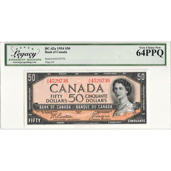 $50 1954 Bank of Canada Note Beattie-Coyne A/H Prefix BC-42a - Legacy Ch UNC-64 PPQ
