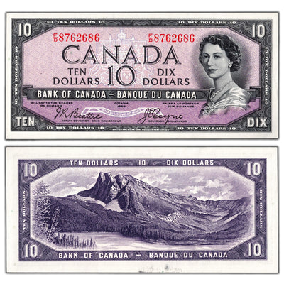 SOLD $10 1954 Bank of Canada Note Devil Face F/D Prefix BC-32b - Choice UNC