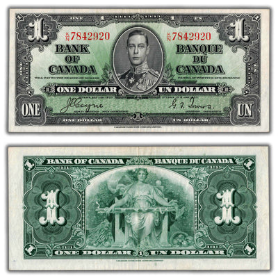 $1 1937 Bank of Canada Note Coyne-Towers K/N Prefix BC-21d - EF+