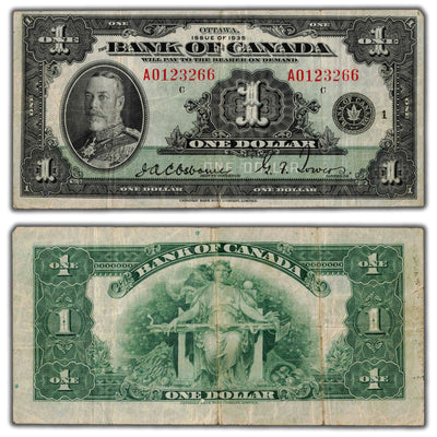 $1 1935 Bank of Canada Note English Text Series A BC-1 - F/VF