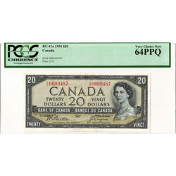 $20 1954 Bank of Canada Note Beattie-Coyne E/E Prefix BC-41a - PCGS Ch UNC-64 PPQ