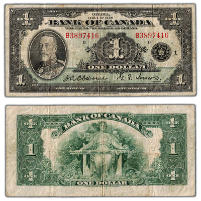 $1 1935 Bank of Canada Note English Text Letter B BC-1 - Fine
