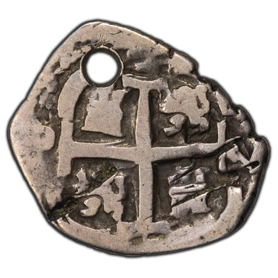 SOLD Bolivia 1680 2 Reales Cob Silver Coin Assayer V - Holed