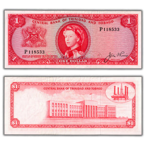 SOLD Trinidad & Tobago 1964 $1 One Dollar Note P #26a - About EF