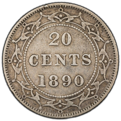 Newfoundland 1890 20 Cents Silver Coin - F/VF