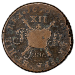 Ireland 1690 June 12d Shilling Gun Money Coin S-6582