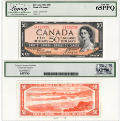 $50 1954 Bank of Canada Note Beattie-Coyne A/H Prefix BC-42a - Legacy Gem UNC-65 PPQ