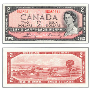 SOLD $2 1954 Bank of Canada Note Bouey-Rasminsky B/G Prefix BC-38c - Ch UNC