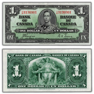 SOLD $1 1937 Bank of Canada Note Coyne-Towers S/M Prefix BC-21d - AU
