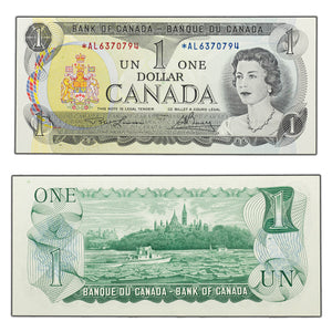 SOLD $1 1973 Bank of Canada Note *AL Replacement Prefix BC-46aA - Choice UNC
